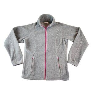 COLUMBIA Light Gray Benton Springs Soft Fleece Full Zip Polyester Jacket Size Sm